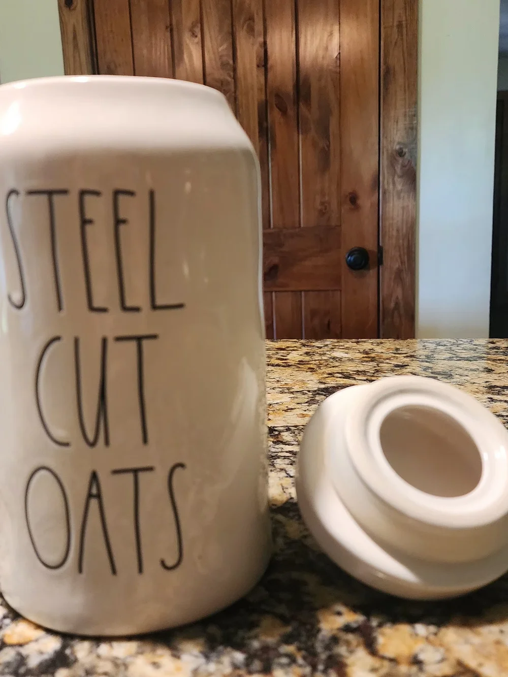 Rae Dunn Cream Steel Cut Oats Ceramic Canister